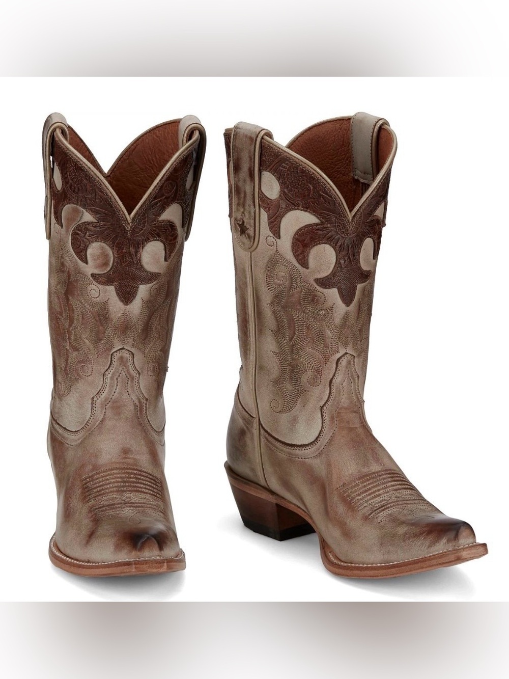 Tony Lama Lomita Dusty White 10” Western Boot - Picture 2 of 13